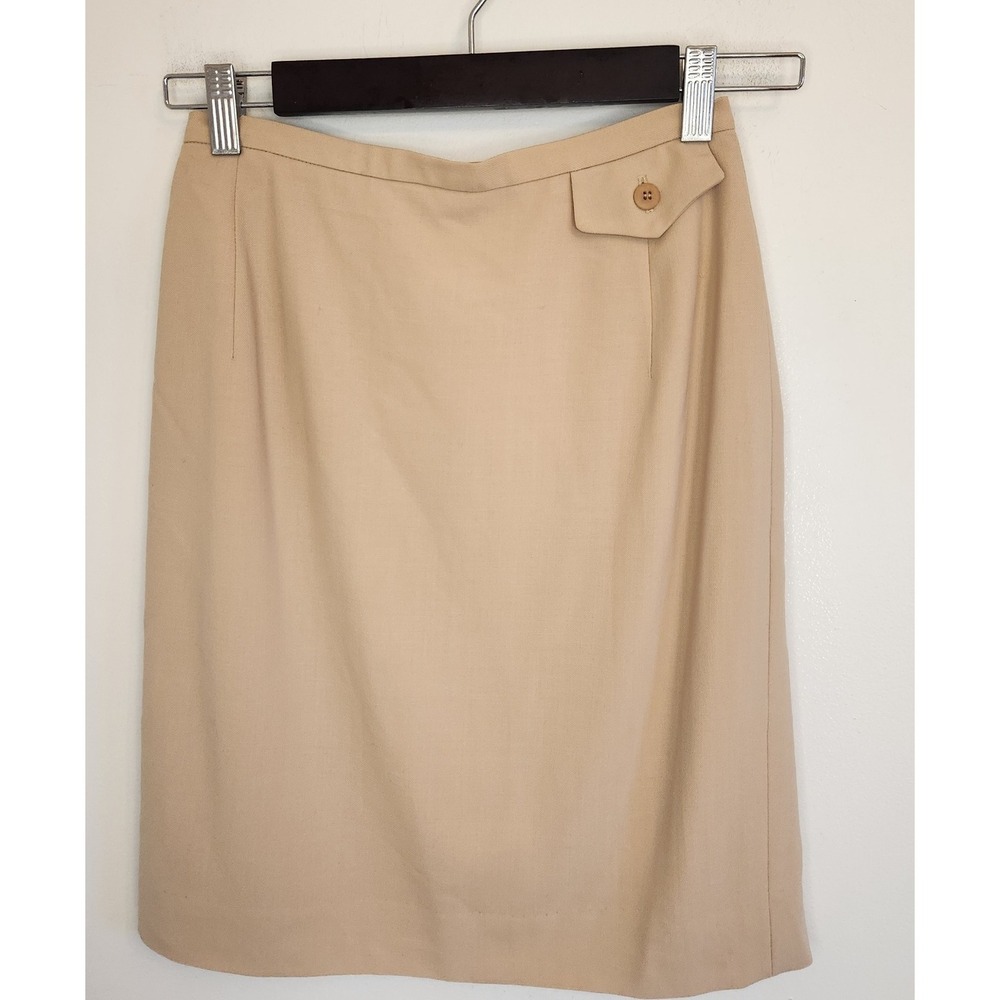 Vintage Burberrys' Beige Virgin Wool Pencil Skirt Lined Size 6‎ Made in the USA